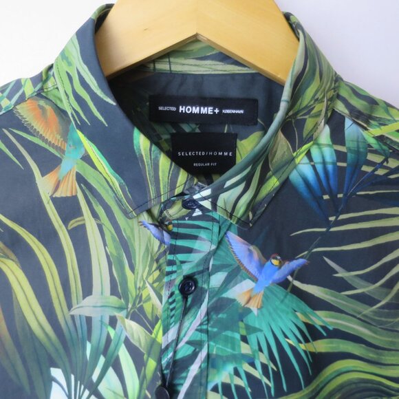 Selected Homme Tropical Short Sleeve Button Down Shirt Size M - Picture 3 of 13